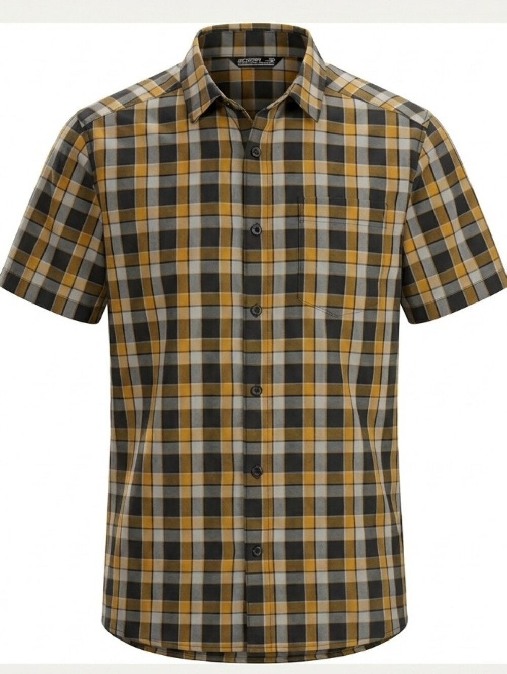 Arc'teryx Men's Short-Sleeve Plaid Button-Down - Mustard, Black & Gray